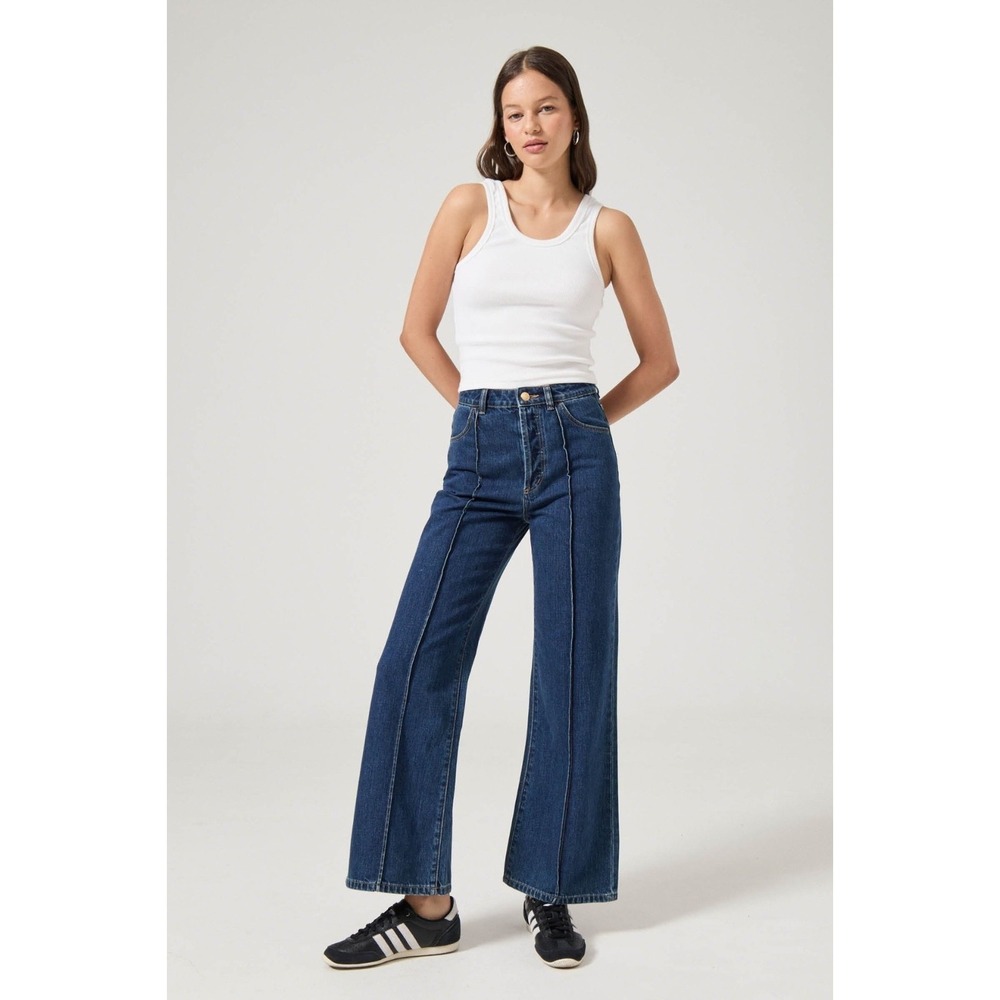 Rolla's Women's Size 28 Pacific Blue High Rise Wide Leg Sailor Scoop Denim Jeans - Picture 9 of 9
